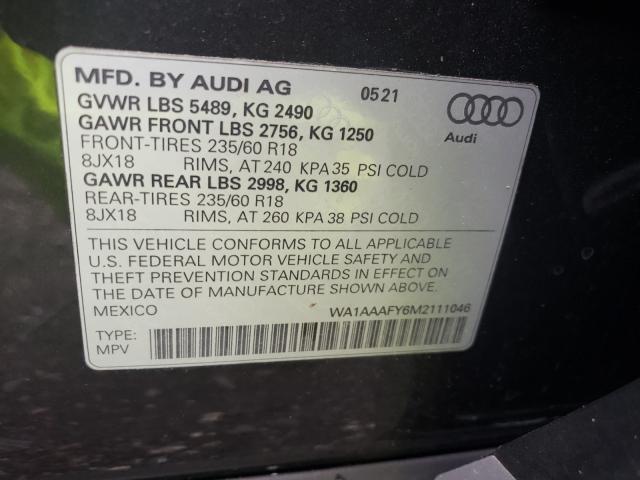 Photo 10 from auction – 2021 AUDI Q5 PREMIUM with VIN WA1AAAFY6M2111046