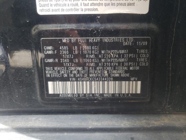 Photo 10 from auction – 2010 SUBARU OUTBACK 2. with VIN 4S4BRCKC5A3344328