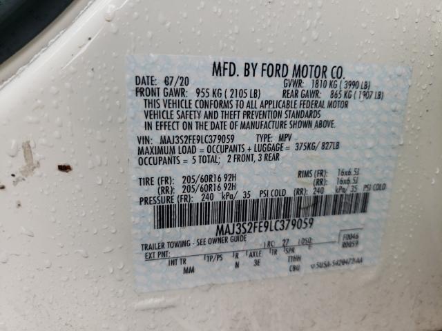 Photo 10 from auction – 2020 FORD ECOSPORT S with VIN MAJ3S2FE9LC379059