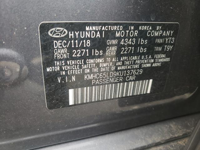 Photo 10 from auction – 2019 HYUNDAI IONIQ with VIN KMHC65LD9KU137629