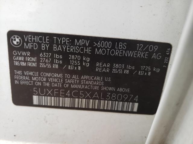 Photo 10 from auction – 2010 BMW X5 XDRIVE3 with VIN 5UXFE4C5XAL380974