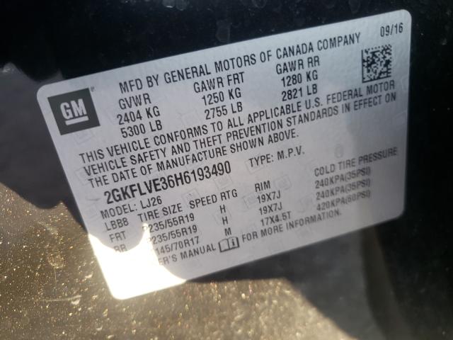 صورة رقم 10 من المزاد - 2017 GMC TERRAIN DE مع VIN 2GKFLVE36H6193490