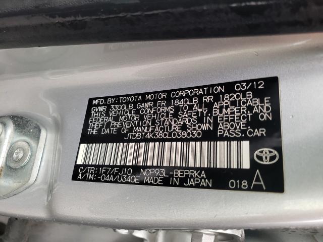 Photo 10 from auction – 2012 TOYOTA YARIS with VIN JTDBT4K38CL038030