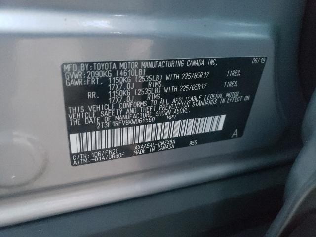 Photo 10 from auction – 2019 TOYOTA RAV4 LE with VIN 2T3F1RFV8KW064560