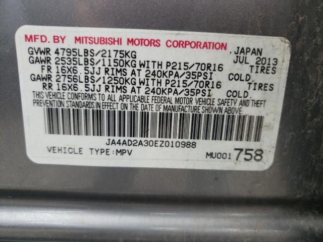 Photo 10 from auction – 2014 MITSUBISHI OUTLANDER with VIN JA4AD2A30EZ010988