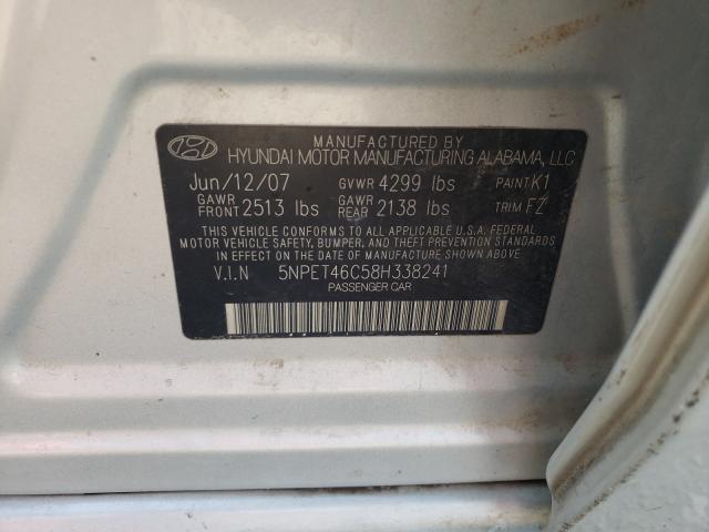 Photo 10 from auction – 2008 HYUNDAI SONATA GLS with VIN 5NPET46C58H338241