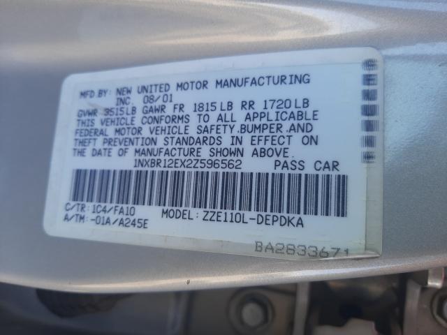 Photo 10 from auction – 2002 TOYOTA COROLLA CE with VIN 1NXBR12EX2Z596562