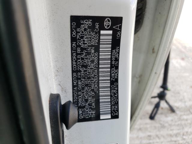 Photo 10 from auction – 2010 TOYOTA PRIUS with VIN JTDKN3DU9A1238806