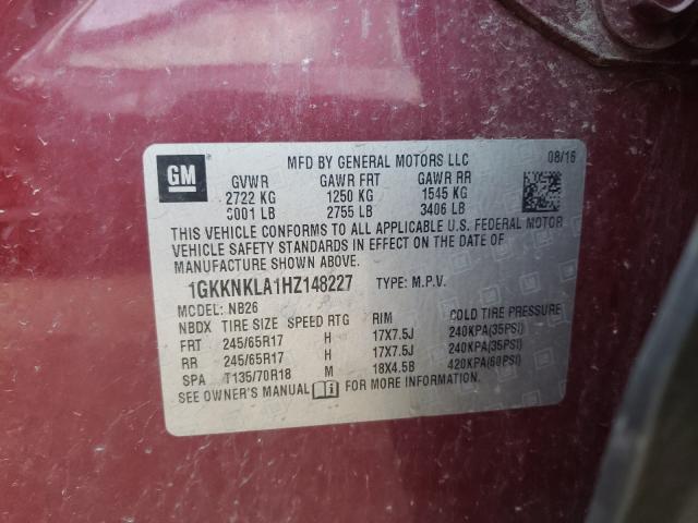 Photo 10 from auction – 2017 GMC ACADIA SLE with VIN 1GKKNKLA1HZ148227