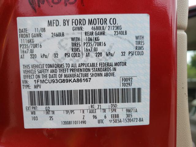 Photo 10 from auction – 2009 FORD ESCAPE XLT with VIN 1FMCU93G89KA86167