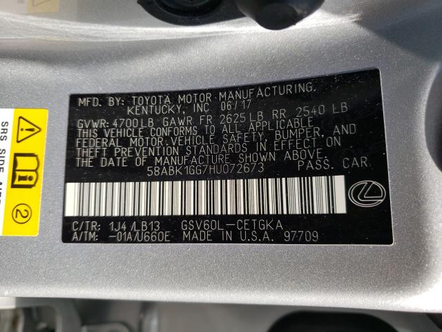 Photo 10 from auction – 2017 LEXUS ES 350 with VIN 58ABK1GG7HU072673