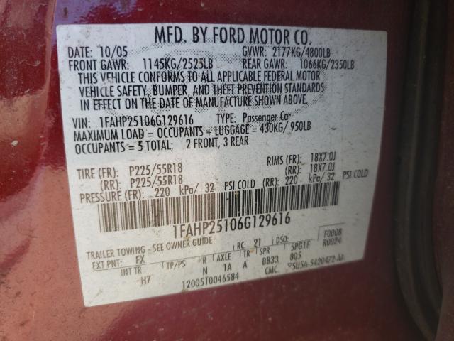 Photo 10 from auction – 2006 FORD FIVE HUNDR with VIN 1FAHP25106G129616
