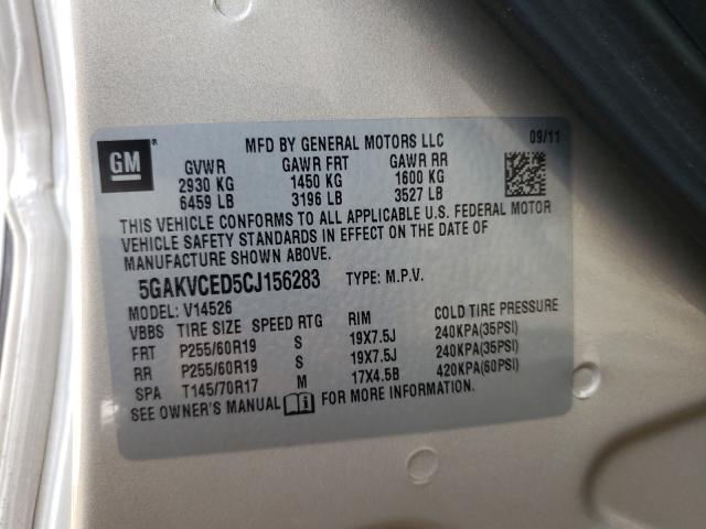 Photo 10 from auction – 2012 BUICK ENCLAVE with VIN 5GAKVCED5CJ156283