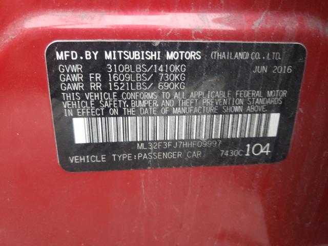 Photo 10 from auction – 2017 MITSUBISHI MIRAGE G4 with VIN ML32F3FJ7HHF09997