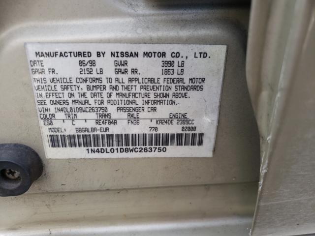 Photo 10 from auction – 1998 NISSAN ALTIMA XE with VIN 1N4DL01D8WC263750