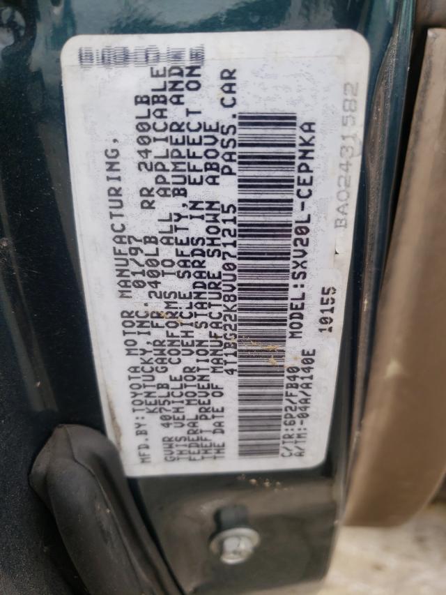 Photo 10 from auction – 1997 TOYOTA CAMRY CE with VIN 4T1BG22K8VU071215