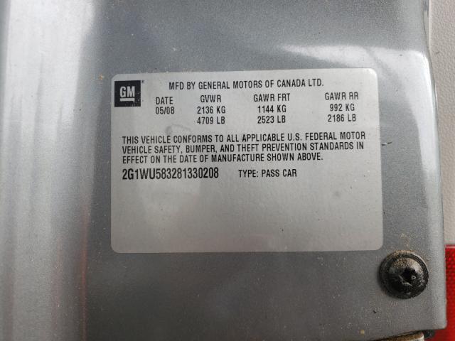 Photo 10 from auction – 2008 CHEVROLET IMPALA LTZ with VIN 2G1WU583281330208