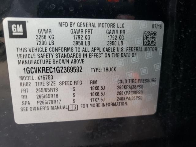 Photo 10 from auction – 2016 CHEVROLET SILVERADO with VIN 1GCVKREC1GZ369592