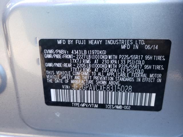 Photo 10 from auction – 2014 SUBARU XV CROSSTR with VIN JF2GPAVCXE8315028