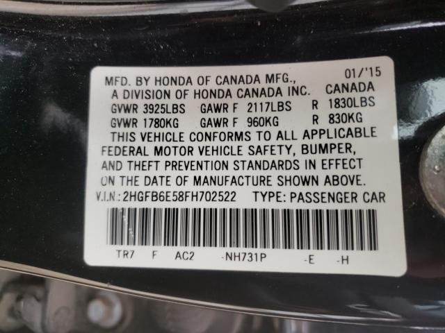 Photo 10 from auction – 2015 HONDA CIVIC SI with VIN 2HGFB6E58FH702522