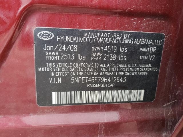 Photo 10 from auction – 2009 HYUNDAI SONATA GLS with VIN 5NPET46F79H412643