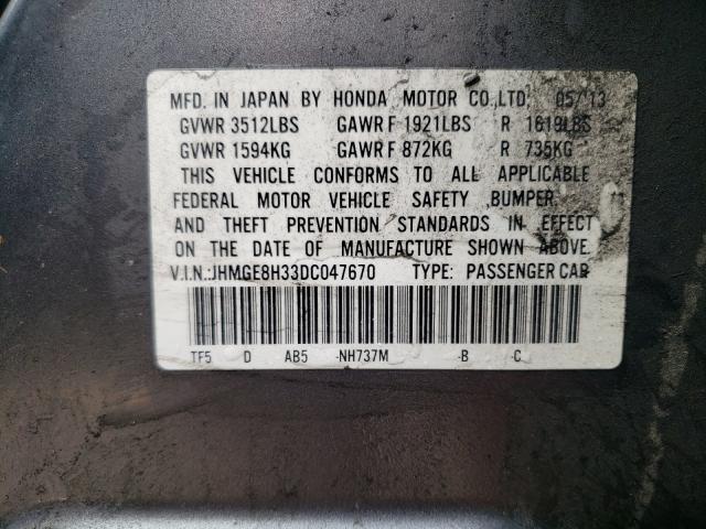 Photo 10 from auction – 2013 HONDA FIT with VIN JHMGE8H33DC047670