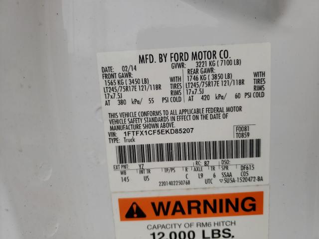 Photo 10 from auction – 2014 FORD F150 SUPER with VIN 1FTFX1CF5EKD85207