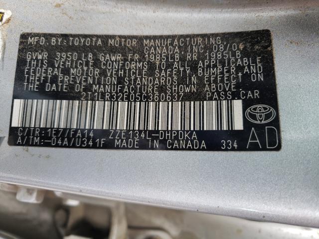 Photo 10 from auction – 2005 TOYOTA MATRIX with VIN 2T1LR32E05C360637