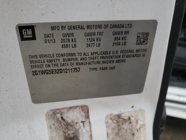 Photo 10 from auction – 2013 CHEVROLET IMPALA LT with VIN 2G1WG5E32D1211757