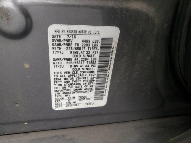 Photo 10 from auction – 2016 NISSAN ROGUE S with VIN JN8AT2MT0GW024032