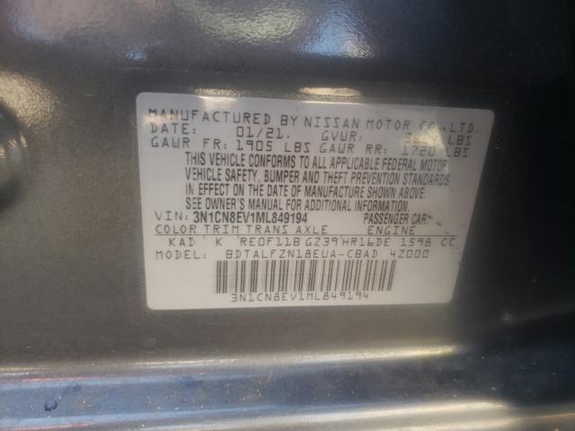 Photo 10 from auction – 2021 NISSAN VERSA SV with VIN 3N1CN8EV1ML859194