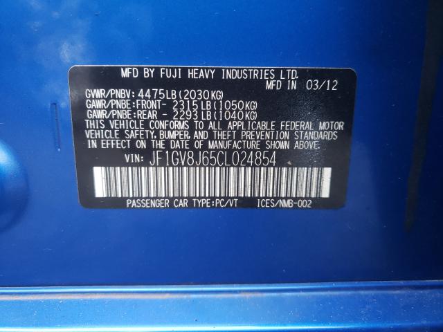 Photo 10 from auction – 2012 SUBARU IMPREZA WR with VIN JF1GV8J65CL024854