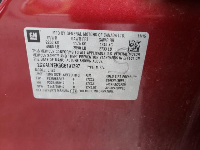 Photo 10 from auction – 2016 GMC TERRAIN SL with VIN 2GKALNEK6G6191397