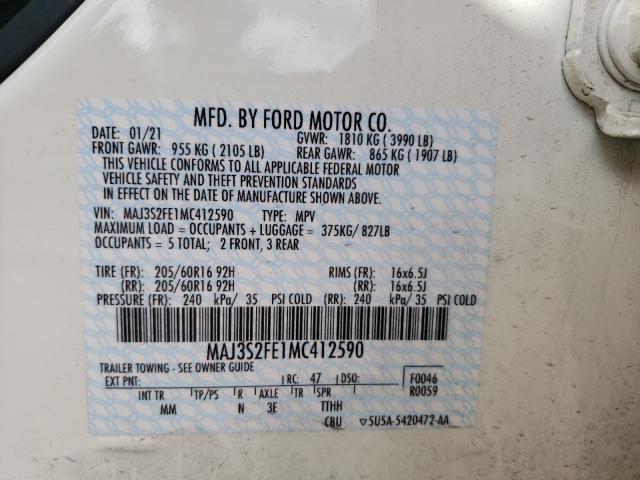 Photo 10 from auction – 2021 FORD ECOSPORT S with VIN MAJ3S2FE1MC412590