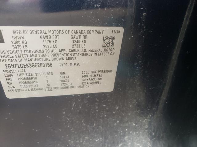 Photo 10 from auction – 2016 CHEVROLET EQUINOX LT with VIN 2GNFLGEK3G6200156