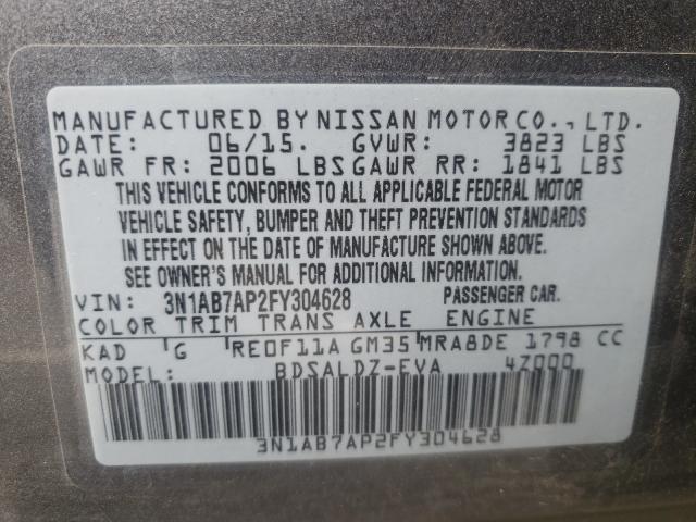 Photo 10 from auction – 2015 NISSAN SENTRA S with VIN 3N1AB7AP2FY304628