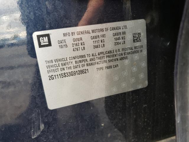 Photo 10 from auction – 2016 CHEVROLET IMPALA LT with VIN 2G1115S33G9128621