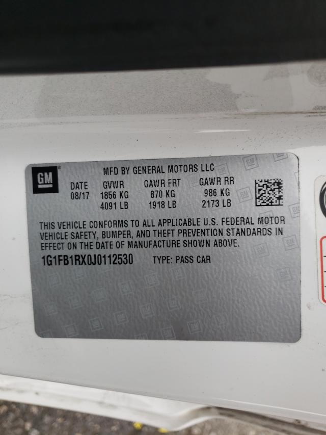 Photo 10 from auction – 2018 CHEVROLET CAMARO LT with VIN 1G1FB1RX0J0112530