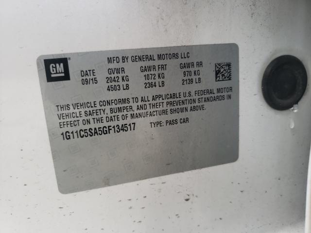 Photo 10 from auction – 2016 CHEVROLET MALIBU LIM with VIN 1G11C5SA5GF134517