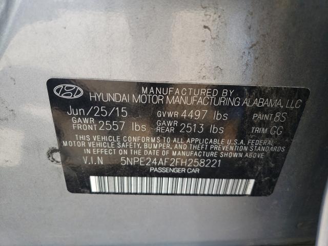 Photo 10 from auction – 2015 HYUNDAI SONATA SE with VIN 5NPE24AF2FH258221