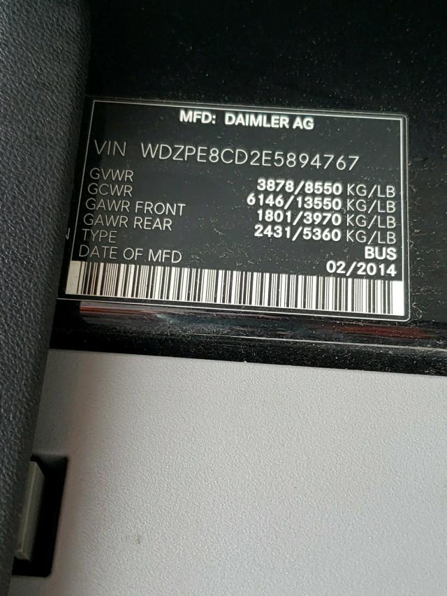 Photo 10 from auction – 2014 MERCEDES-BENZ SPRINTER 2 with VIN WDZPE8CD2E5894767