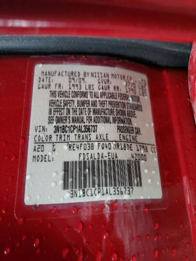 Photo 10 from auction – 2010 NISSAN VERSA S with VIN 3N1BC1CP1AL356737