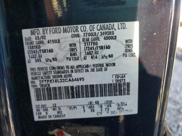 Photo 10 from auction – 2002 FORD F150 with VIN 2FTPX18L22CA64695