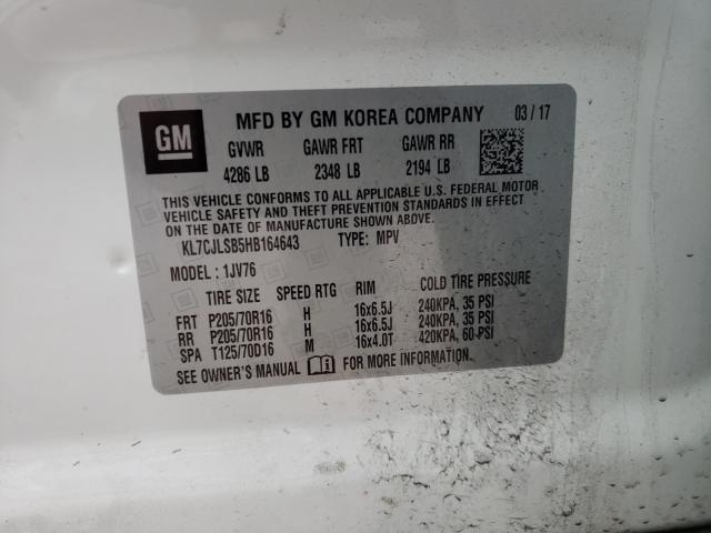 Photo 10 from auction – 2017 CHEVROLET TRAX 1LT with VIN KL7CJLSB5HB164643