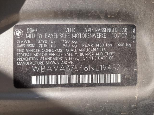 Photo 10 from auction – 2008 BMW 328 I with VIN WBAVA37548NL19452