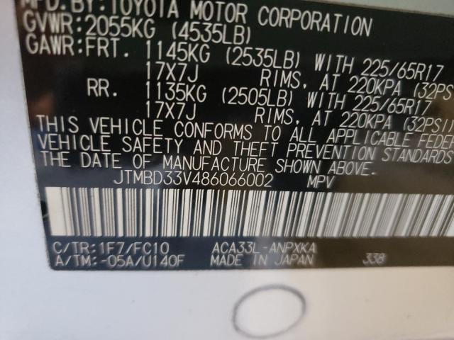 Photo 10 from auction – 2008 TOYOTA RAV4 with VIN JTMBD33V486066002