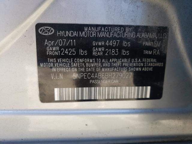 Photo 10 from auction – 2011 HYUNDAI SONATA SE with VIN 5NPEC4AB6BH279027
