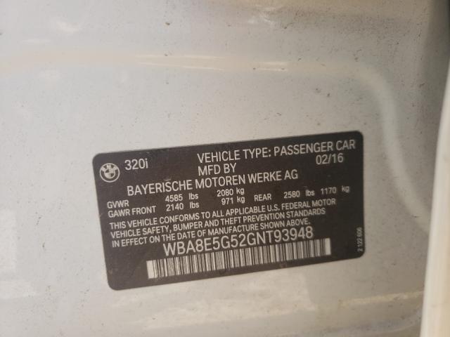 Photo 10 from auction – 2016 BMW 320 XI with VIN WBA8E5G52GNT93948