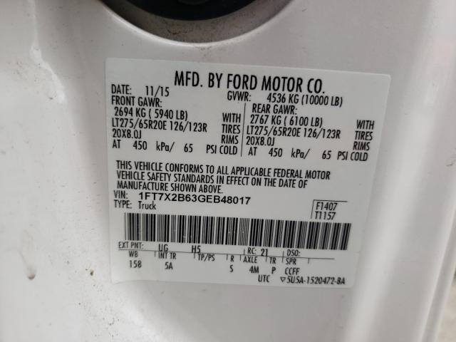 Photo 10 from auction – 2016 FORD F250 SUPER with VIN 1FT7X2B63GEB48017