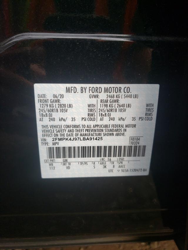 Photo 10 from auction – 2020 FORD EDGE SEL with VIN 2FMPK4J97LBA91425